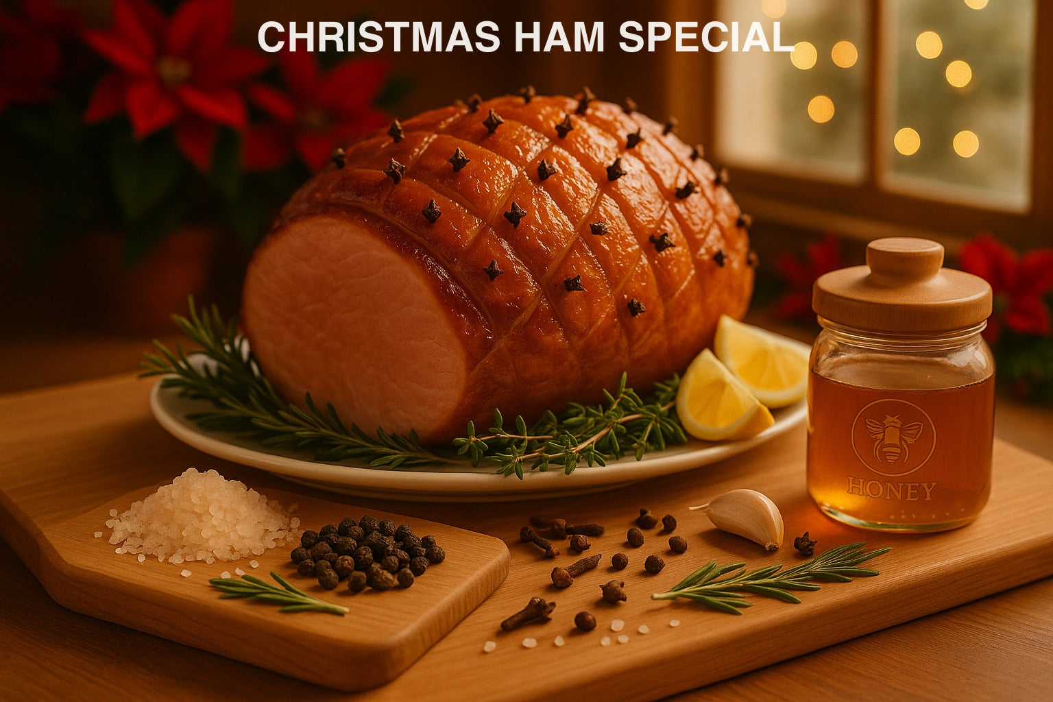 7GT Christmas Ham Special: Smoked Salt, Pepper, Clove, Rosemary, Lemon, Thyme and Honey